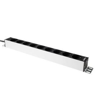 Plenty Strømskinne 19" 9xSCHUKO 3,0 m PDU 1xSchukokabel Sort/Sølv